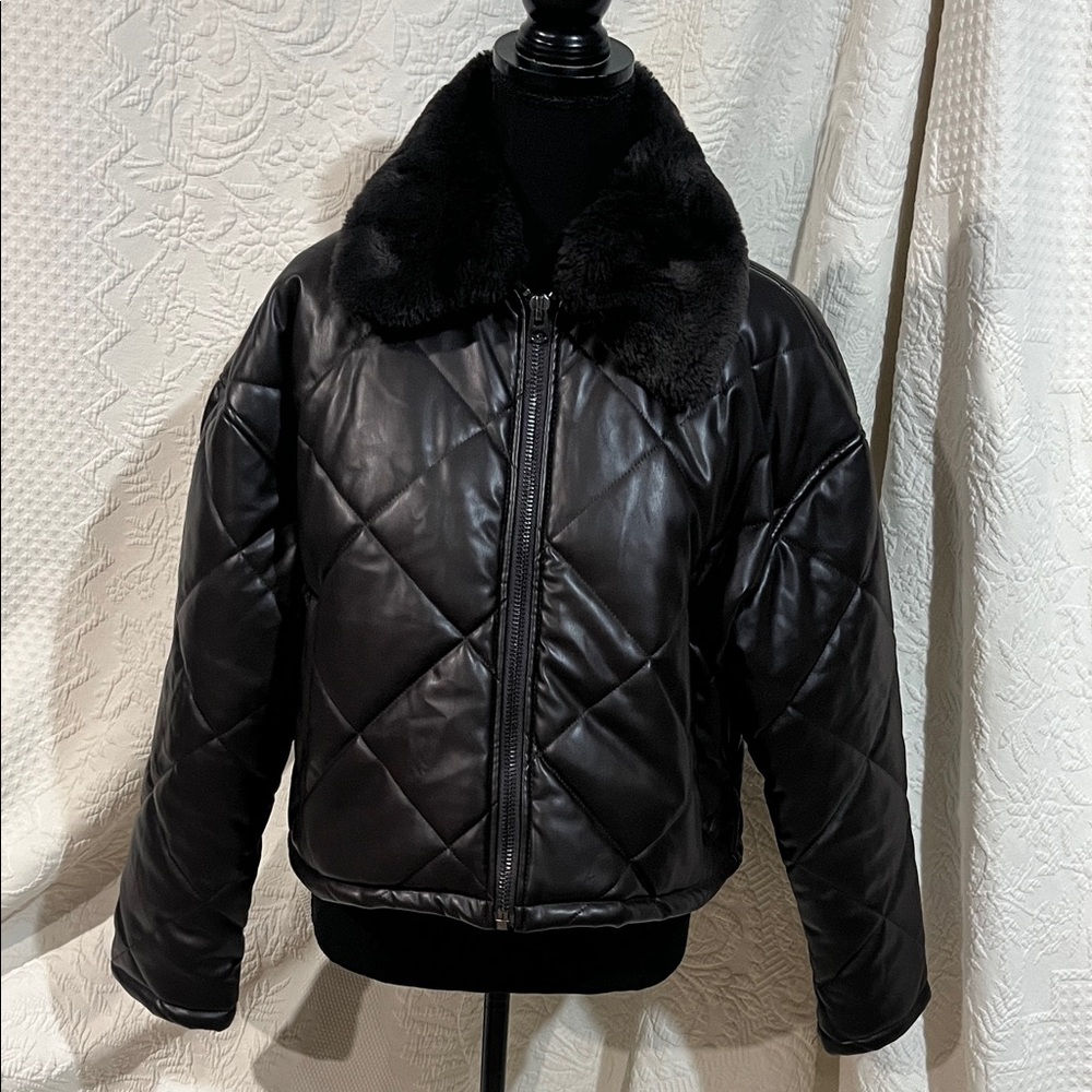 Nasty Gal Brown Quilted Bomber Women's Jacket, size 4